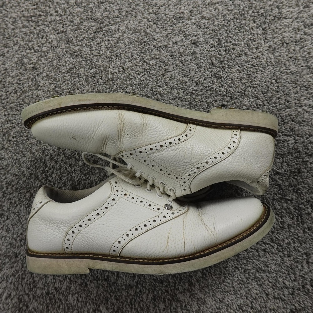 G/FORE Golf Shoes Mens 10 White Leather Brogue G4MS21EF03 Spikeless Sneakers‎